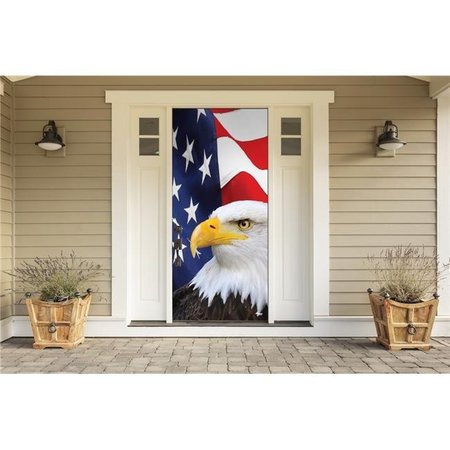 MY DOOR DECOR My Door Decor 285906PATR-001 36 x 80 in. USA Flag & Eagle Patriotic Front Door Mural Sign Banner Decor; Multi Color 285906PATR-001